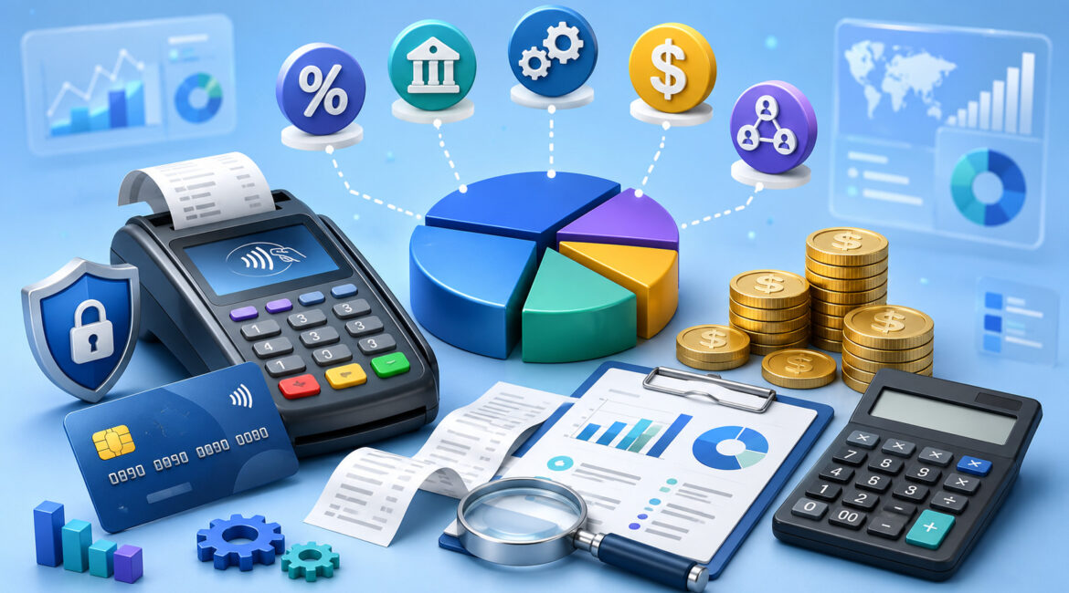 Credit card processing fees and payment analytics illustration