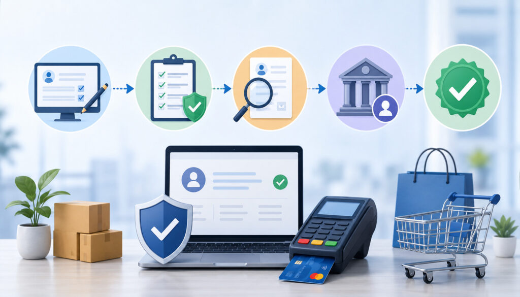 Merchant account approval process illustration