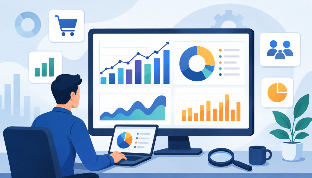 Reviewing sales volume and transaction analytics