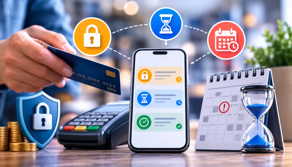 Authorization holds, pending transactions, and expiring payment authorizations illustration