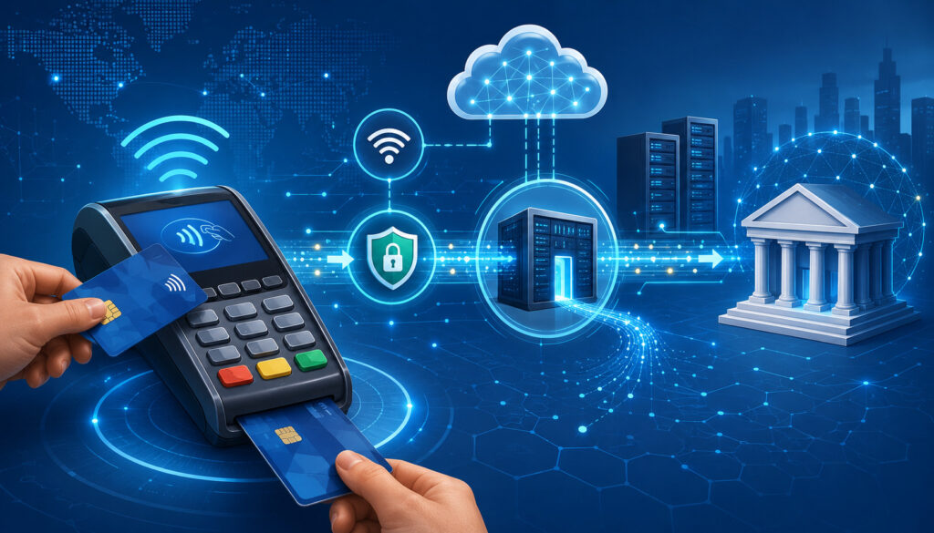 Credit card terminal securely communicating with a payment processor network