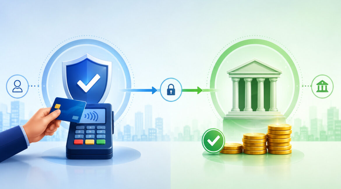 Payment authorization and settlement process illustration